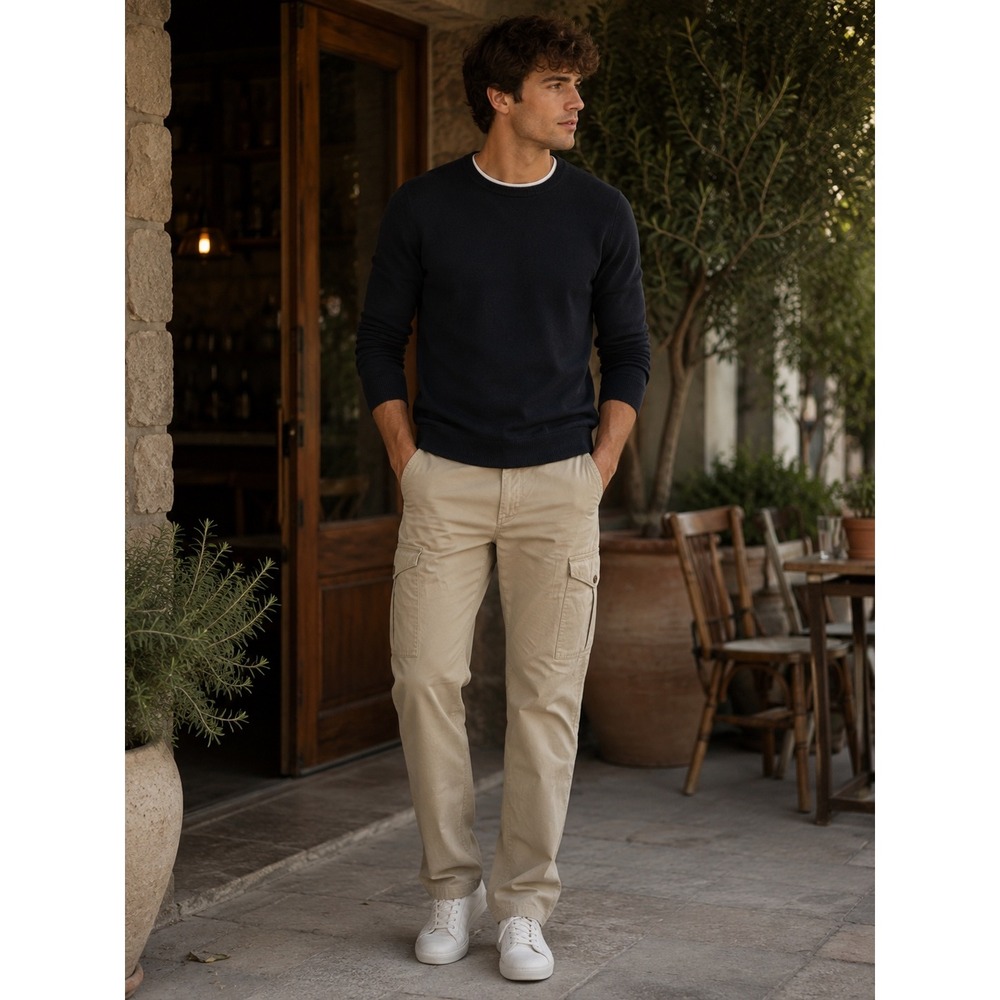 LL Bean Beige Cargo Canvas Outdoors Hiking Work Wear Utility Pants‎ Mens 38
